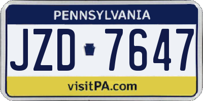 PA license plate JZD7647