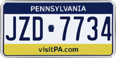 PA license plate JZD7734