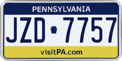 PA license plate JZD7757