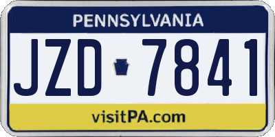 PA license plate JZD7841