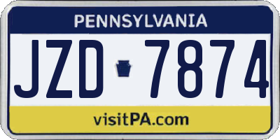 PA license plate JZD7874