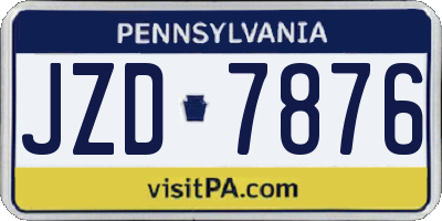 PA license plate JZD7876