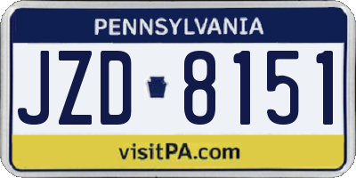 PA license plate JZD8151