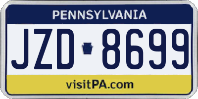 PA license plate JZD8699