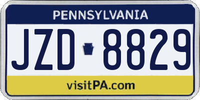 PA license plate JZD8829