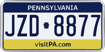 PA license plate JZD8877