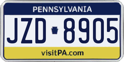 PA license plate JZD8905