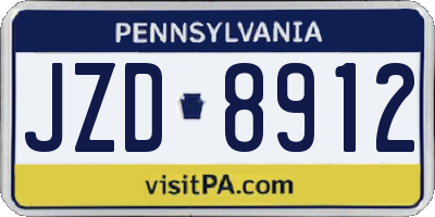 PA license plate JZD8912