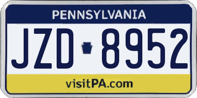 PA license plate JZD8952