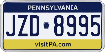 PA license plate JZD8995