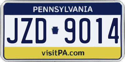 PA license plate JZD9014