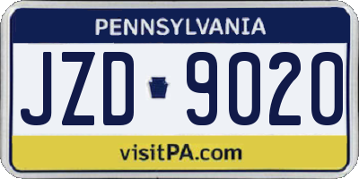 PA license plate JZD9020