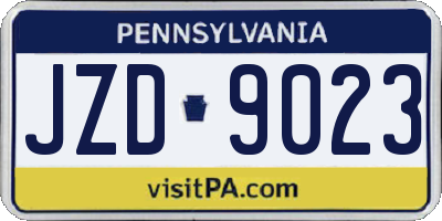 PA license plate JZD9023