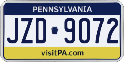 PA license plate JZD9072