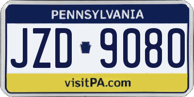 PA license plate JZD9080