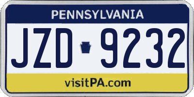 PA license plate JZD9232