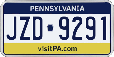 PA license plate JZD9291