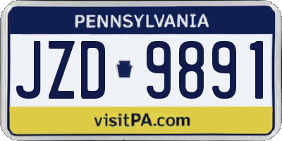 PA license plate JZD9891