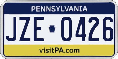 PA license plate JZE0426