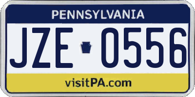 PA license plate JZE0556
