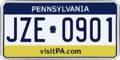 PA license plate JZE0901