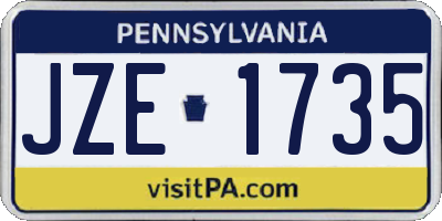 PA license plate JZE1735