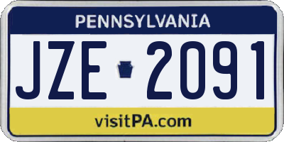 PA license plate JZE2091
