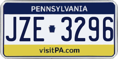 PA license plate JZE3296