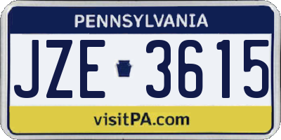 PA license plate JZE3615