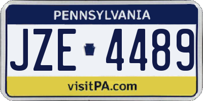 PA license plate JZE4489