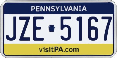 PA license plate JZE5167