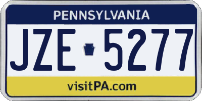 PA license plate JZE5277
