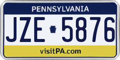 PA license plate JZE5876