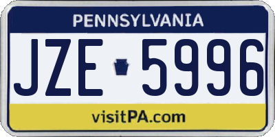 PA license plate JZE5996