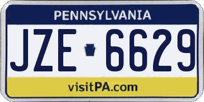 PA license plate JZE6629