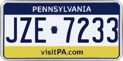 PA license plate JZE7233