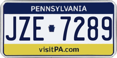 PA license plate JZE7289