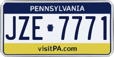 PA license plate JZE7771