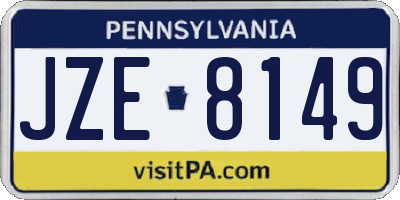PA license plate JZE8149