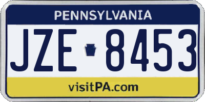 PA license plate JZE8453
