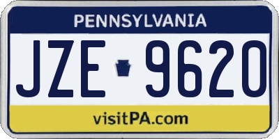 PA license plate JZE9620