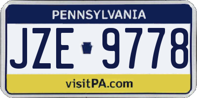 PA license plate JZE9778