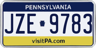 PA license plate JZE9783