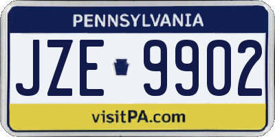 PA license plate JZE9902