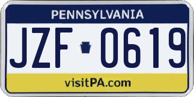 PA license plate JZF0619