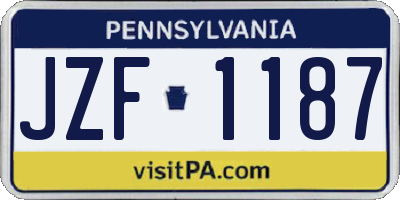 PA license plate JZF1187