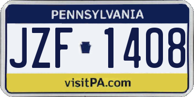 PA license plate JZF1408