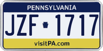 PA license plate JZF1717