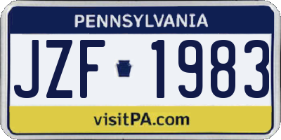 PA license plate JZF1983