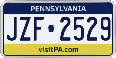 PA license plate JZF2529